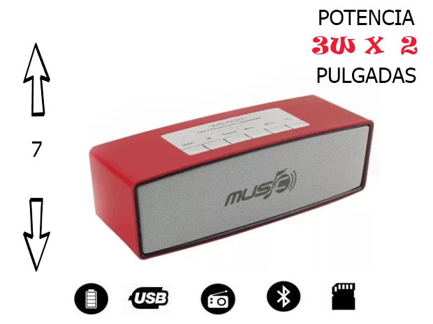 &u+ PARLANTE BT BLUETOOTH WS-636 MP3 / BT / FM / AUX